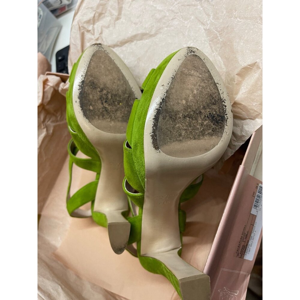 Miu Miu Green Suede Platform sandals Sz EU 39.5 US 9.5 - Picture 7 of 16
